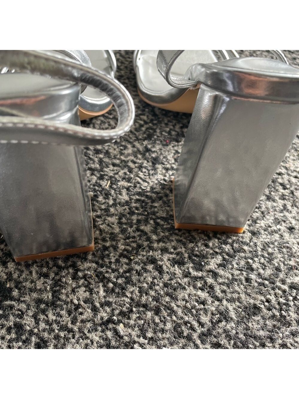 Silver Block Heel Sandals - Picture 7 of 16